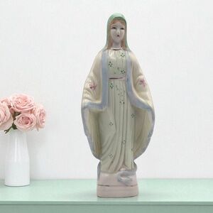 Vintage Porcelain Virgin Mary Statue, Immaculate Conception Figurine Catholic